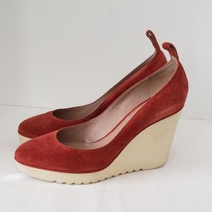 CHLOE Rubber Sole Suede Wedges; Size 8 (38)